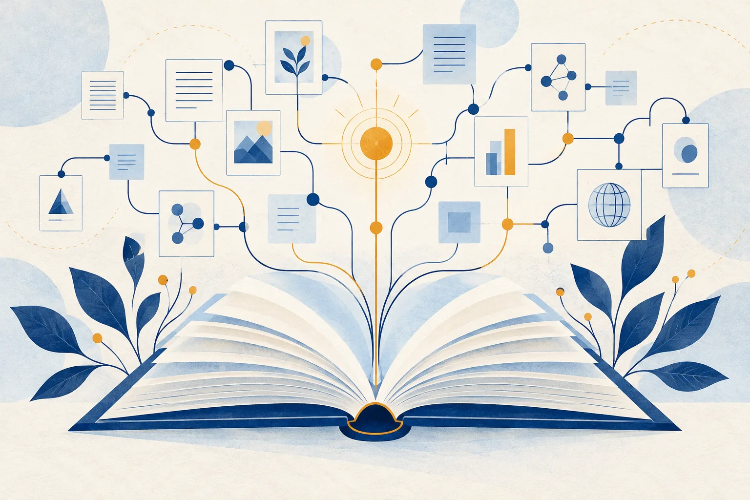 Illustration of shared knowledge connected to documents and ideas